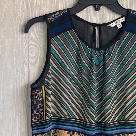 Cabi Multicolor Sheer Sleeveless Key Hole Back Top Size Small - Picture 2 of 2